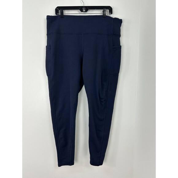 Athleta Altitude Stash High Rise Polartec Powerstretch Tights Navy Sz 2X 1079H4 - Picture 3 of 11